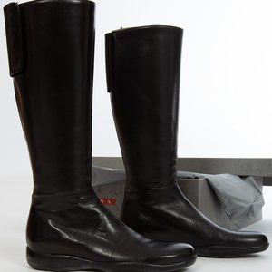 Prada Sport Leather Knee High Boots Sz 37 US 7